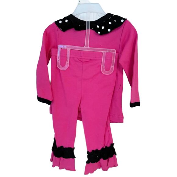 Baby Girl 9 month Sweet and Soft Paris Pink Black 2 Piece Pant Set - Picture 3 of 6